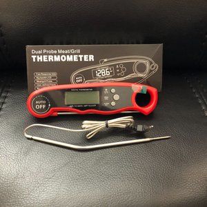 Digital Food Thermometer 2 Probes  Instant Read & BBQ Cooking Oven Safe